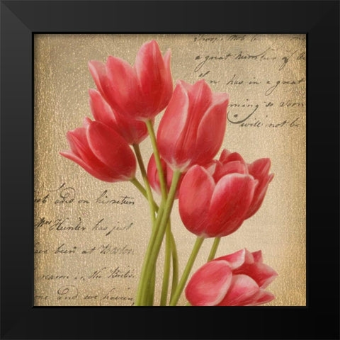 RED TULIP I ON GOLD Black Modern Wood Framed Art Print by Greene, Taylor