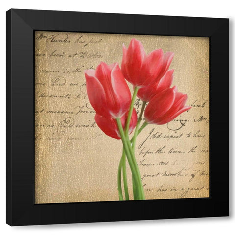 RED TULIP II ON GOLD Black Modern Wood Framed Art Print by Greene, Taylor