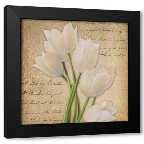 WHITE TULIP ON GOLD A Black Modern Wood Framed Art Print with Double Matting by Greene, Taylor