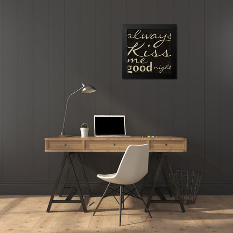 GOOD NIGHT Black Modern Wood Framed Art Print by Greene, Taylor