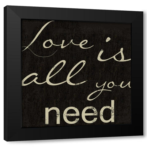 LOVE LOVE LOVE Black Modern Wood Framed Art Print by Greene, Taylor