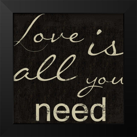 LOVE LOVE LOVE Black Modern Wood Framed Art Print by Greene, Taylor