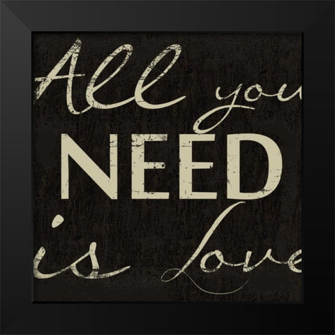 LOVE Black Modern Wood Framed Art Print by Greene, Taylor