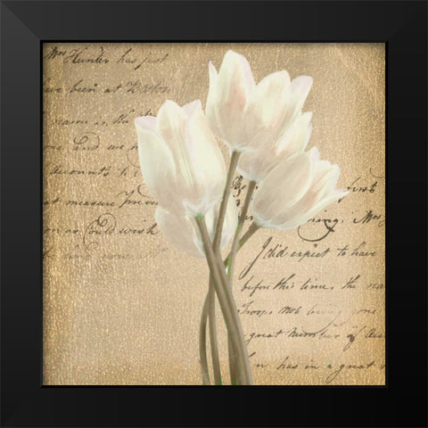 WHITE TULIP ON GOLD Black Modern Wood Framed Art Print by Greene, Taylor