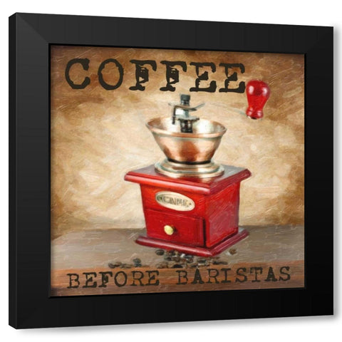COFFEE BEFORE Black Modern Wood Framed Art Print with Double Matting by Greene, Taylor