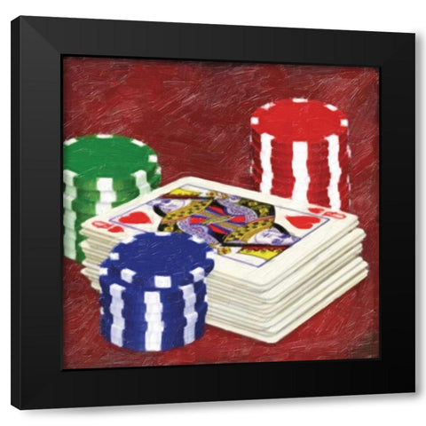 GAMING CARDS Black Modern Wood Framed Art Print by Greene, Taylor