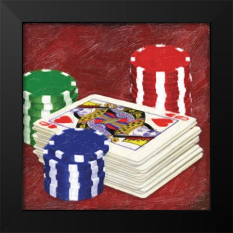 GAMING CARDS Black Modern Wood Framed Art Print by Greene, Taylor