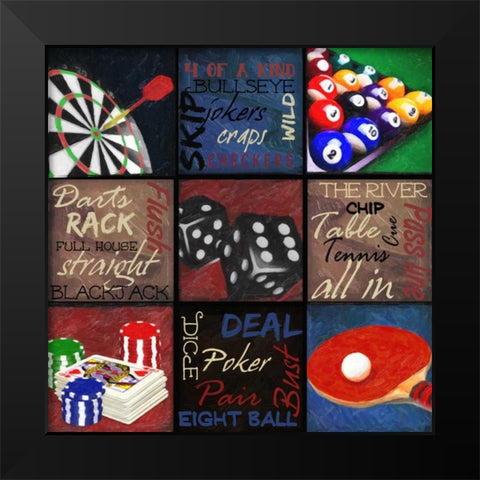 GAMING 9 PATCH Black Modern Wood Framed Art Print by Greene, Taylor