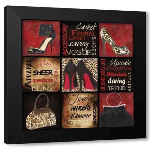 Fashion 9 Patch Black Modern Wood Framed Art Print with Double Matting by Greene, Taylor