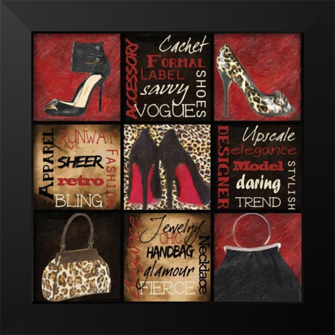 Fashion 9 Patch Black Modern Wood Framed Art Print by Greene, Taylor