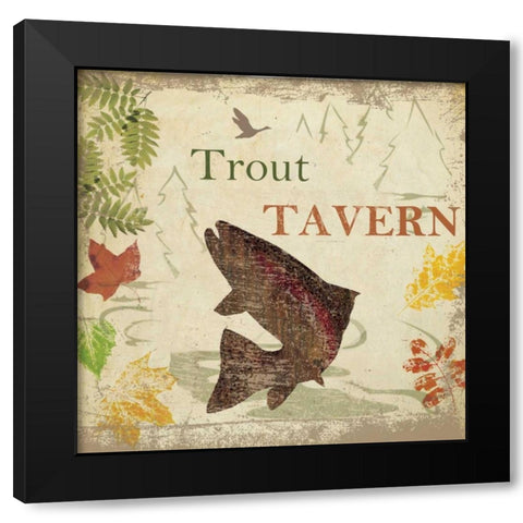 TROUT TEVERN Black Modern Wood Framed Art Print with Double Matting by Greene, Taylor