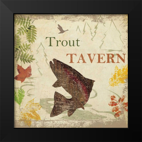 TROUT TEVERN Black Modern Wood Framed Art Print by Greene, Taylor
