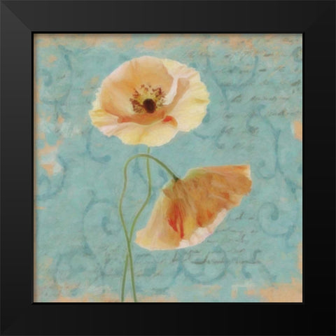 BLUE POPPY SCRIPT I Black Modern Wood Framed Art Print by Greene, Taylor