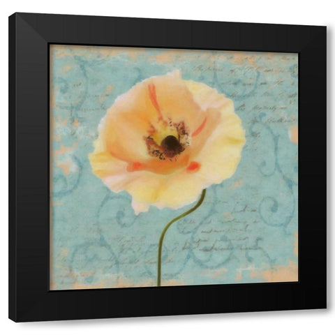 BLUE POPPY SCRIPT B1 Black Modern Wood Framed Art Print with Double Matting by Greene, Taylor