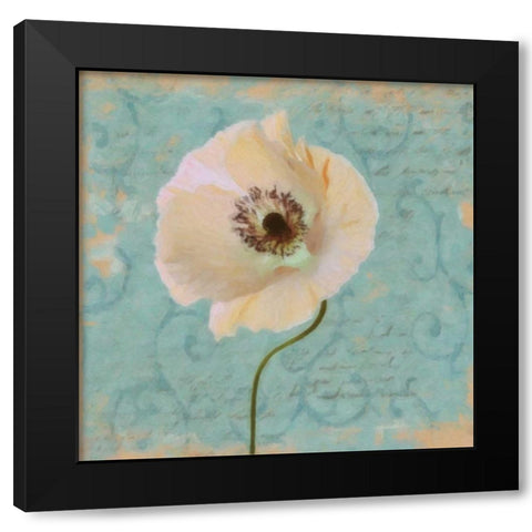 BLUE POPPY SCRIPT II Black Modern Wood Framed Art Print with Double Matting by Greene, Taylor