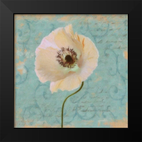 BLUE POPPY SCRIPT II Black Modern Wood Framed Art Print by Greene, Taylor