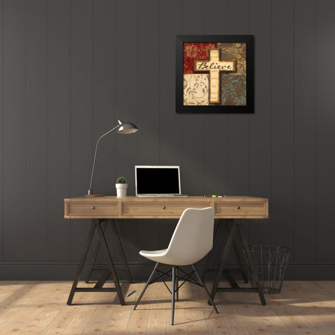 BELIEVE Black Modern Wood Framed Art Print by Greene, Taylor