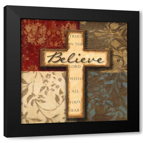 BELIEVE Black Modern Wood Framed Art Print with Double Matting by Greene, Taylor