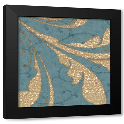 BLUE GOLD Black Modern Wood Framed Art Print with Double Matting by Greene, Taylor