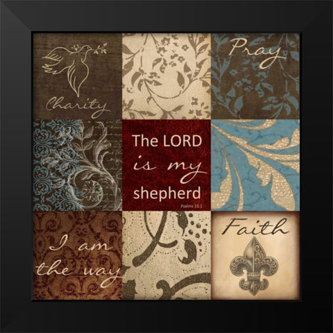 Lord 9 Patch Black Modern Wood Framed Art Print by Greene, Taylor