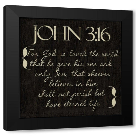 John 3-16 Black Modern Wood Framed Art Print with Double Matting by Greene, Taylor