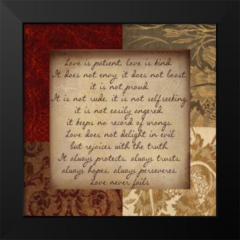 LOVE IS Black Modern Wood Framed Art Print by Greene, Taylor