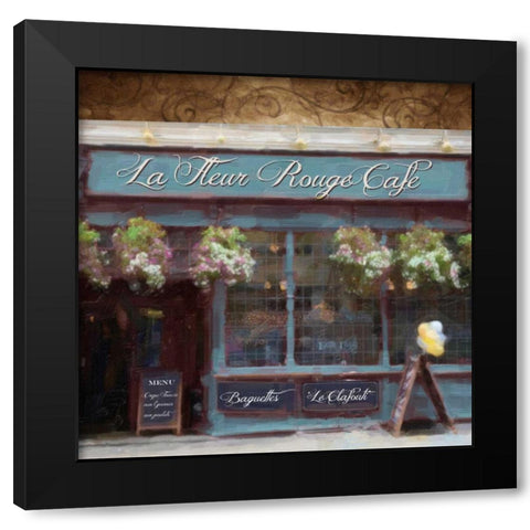 Cafe Blue Black Modern Wood Framed Art Print with Double Matting by Greene, Taylor