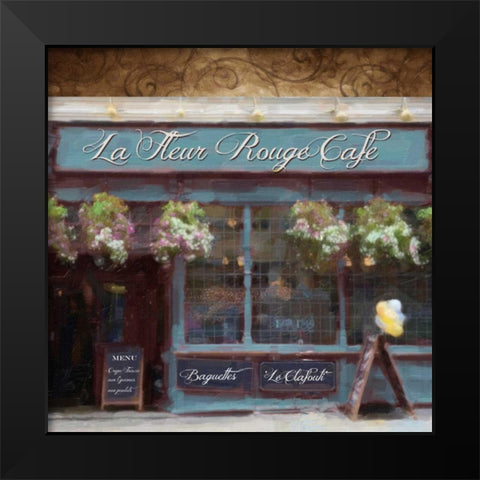Cafe Blue Black Modern Wood Framed Art Print by Greene, Taylor