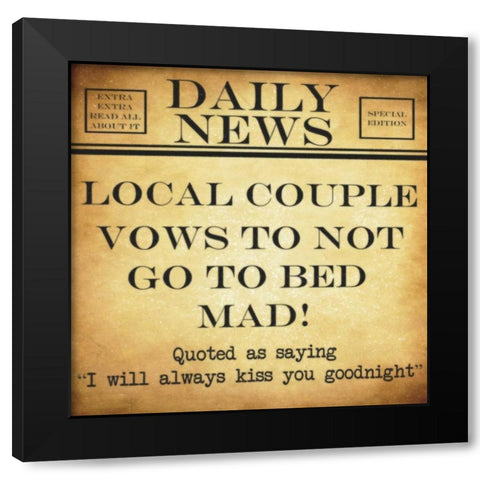 DAILY NEWS ALWAYS KISS Black Modern Wood Framed Art Print with Double Matting by Greene, Taylor