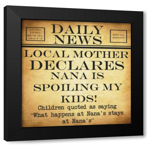 DAILY NEWS Nana Black Modern Wood Framed Art Print with Double Matting by Greene, Taylor
