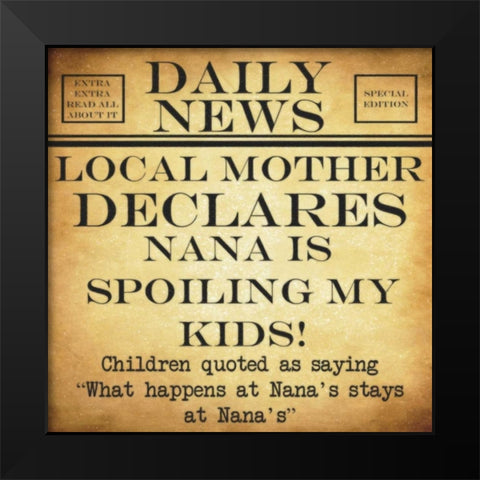 DAILY NEWS Nana Black Modern Wood Framed Art Print by Greene, Taylor