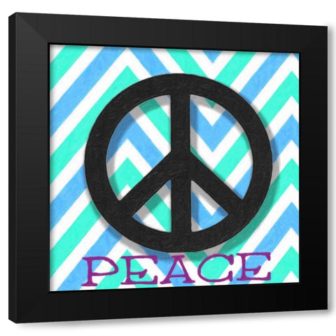 CHEVRON PEACE 2 Black Modern Wood Framed Art Print with Double Matting by Greene, Taylor
