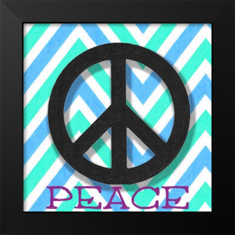 CHEVRON PEACE 2 Black Modern Wood Framed Art Print by Greene, Taylor