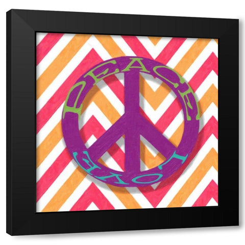 CHEVRON PEACE Black Modern Wood Framed Art Print with Double Matting by Greene, Taylor