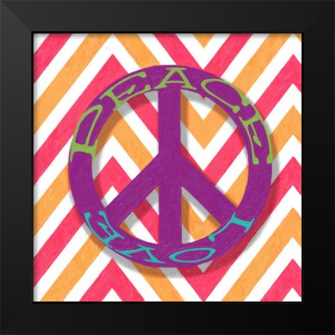 CHEVRON PEACE Black Modern Wood Framed Art Print by Greene, Taylor