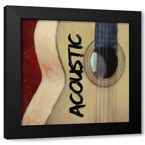 ACOUSTIC GUITAR Black Modern Wood Framed Art Print with Double Matting by Greene, Taylor