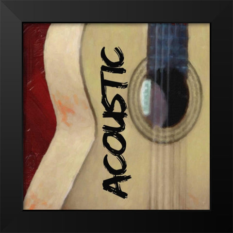 ACOUSTIC GUITAR Black Modern Wood Framed Art Print by Greene, Taylor