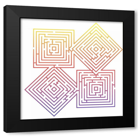 QUAD LABYRINTH Black Modern Wood Framed Art Print with Double Matting by Greene, Taylor