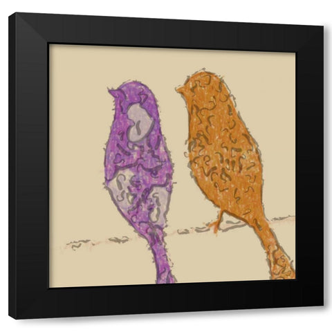 AVIAN DUO Black Modern Wood Framed Art Print with Double Matting by Greene, Taylor