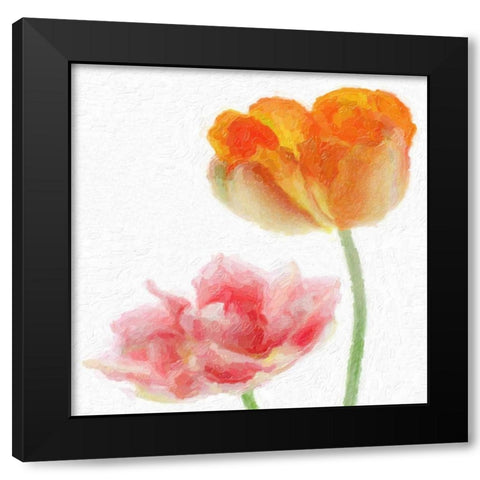 FLORAL PAIR Black Modern Wood Framed Art Print with Double Matting by Greene, Taylor