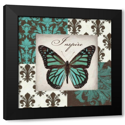 INSPIRE BUTTERFLY Black Modern Wood Framed Art Print by Greene, Taylor