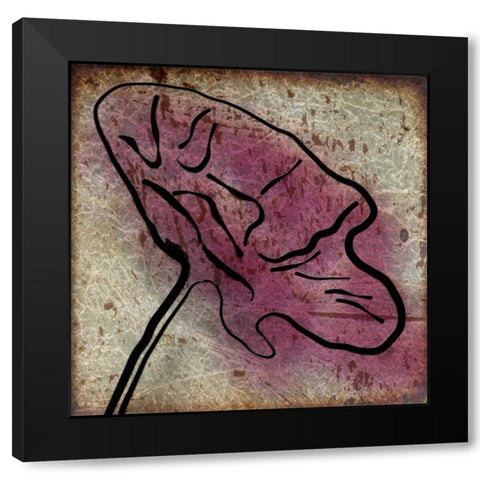 Plum Floral On Silver II Black Modern Wood Framed Art Print with Double Matting by Greene, Taylor