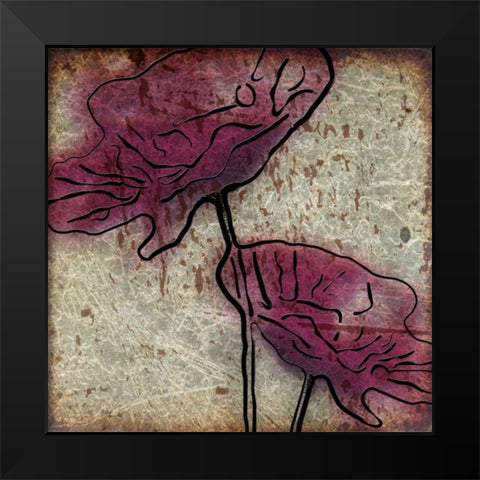 Plum Floral On Silver Black Modern Wood Framed Art Print by Greene, Taylor