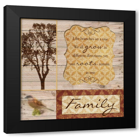 Family Tree Black Modern Wood Framed Art Print with Double Matting by Greene, Taylor