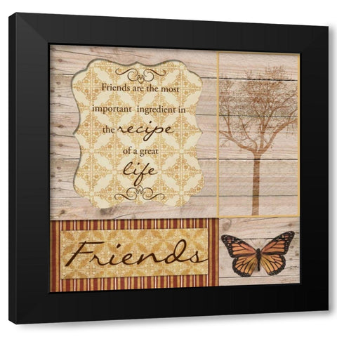 FRIENDS ARE THE BEST Black Modern Wood Framed Art Print with Double Matting by Greene, Taylor