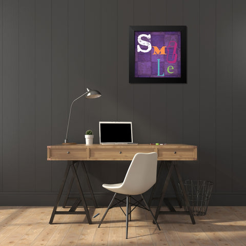 Smile Purple Black Modern Wood Framed Art Print by Greene, Taylor