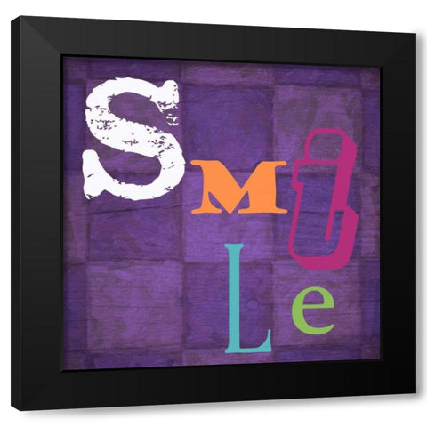 Smile Purple Black Modern Wood Framed Art Print by Greene, Taylor