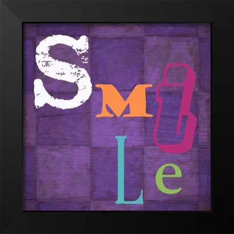Smile Purple Black Modern Wood Framed Art Print by Greene, Taylor