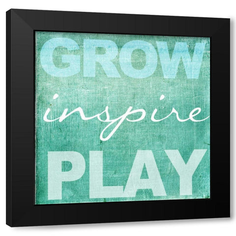 Grow Inspire Play Aqua Black Modern Wood Framed Art Print with Double Matting by Greene, Taylor