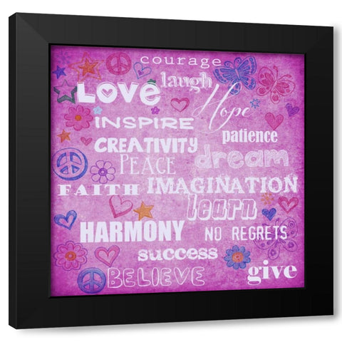 Courage Laugh Pink Black Modern Wood Framed Art Print with Double Matting by Greene, Taylor